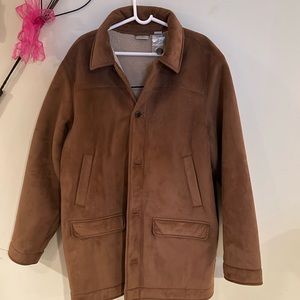 Like NEW LL BEAN MENS XXL SHERPA LINED SUEDE COAT